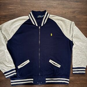Ralph Lauren Blue and Gray Varsity Bomber Jacket